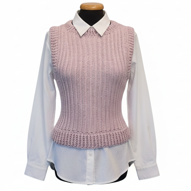 Smanicato gilet lana donna - Rosa Antico tg S/M