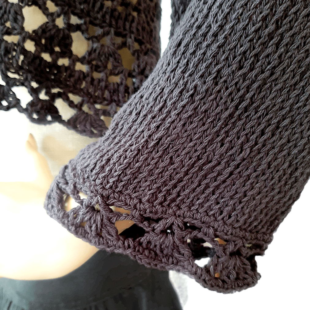 Coprispalle donna pizzo in cotone nero manica lunga - fatto a mano - artigianale - Elenaq Accessori & Co