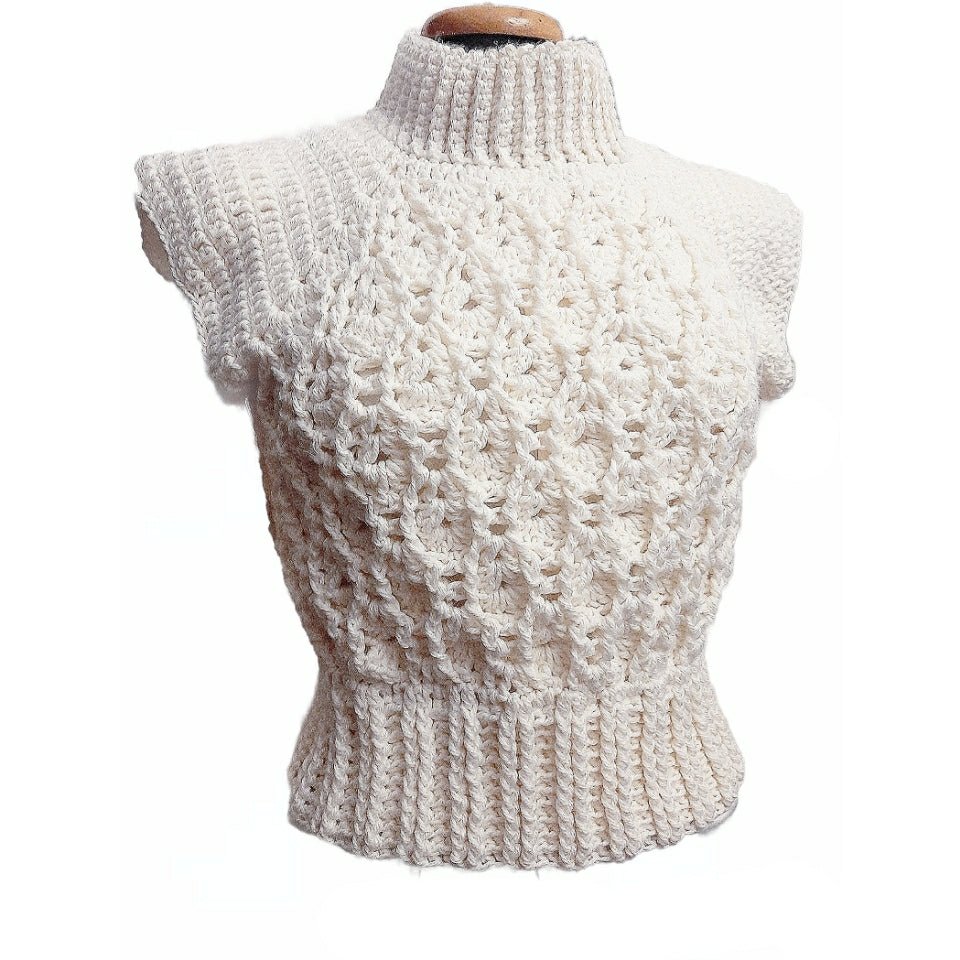 Smanicato lana uncinetto bianco lana - Elenaq Accessori & Co