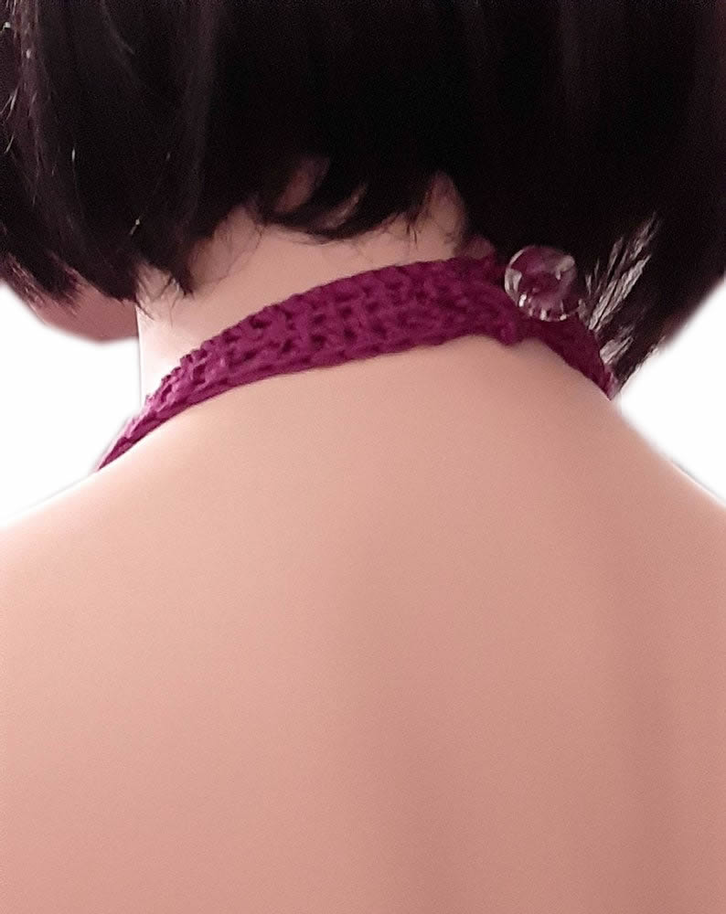 Top maglia cotone uncinetto fuxia lilla con fiori taglia S/M - Elenaq Accessori & Co