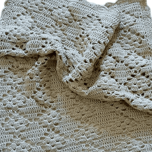 Copertina neonato neonata microfibra verde salvia realizzata a mano all'uncinetto - Elenaq Accessori & Co