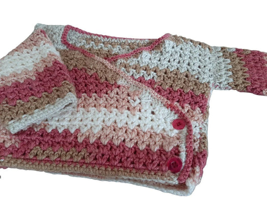 Incrociatino coprifasce neonata realizzato all'uncinetto tg 0 invernale - Elenaq Accessori & Co