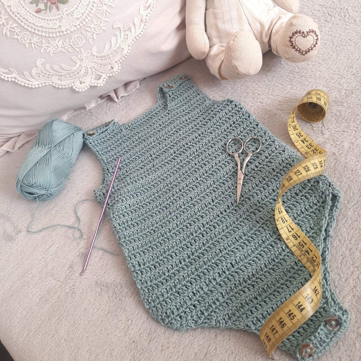Pagliaccetto neonato cotone 100% - artigianale uncinetto BASIC - Elenaq Accessori & Co