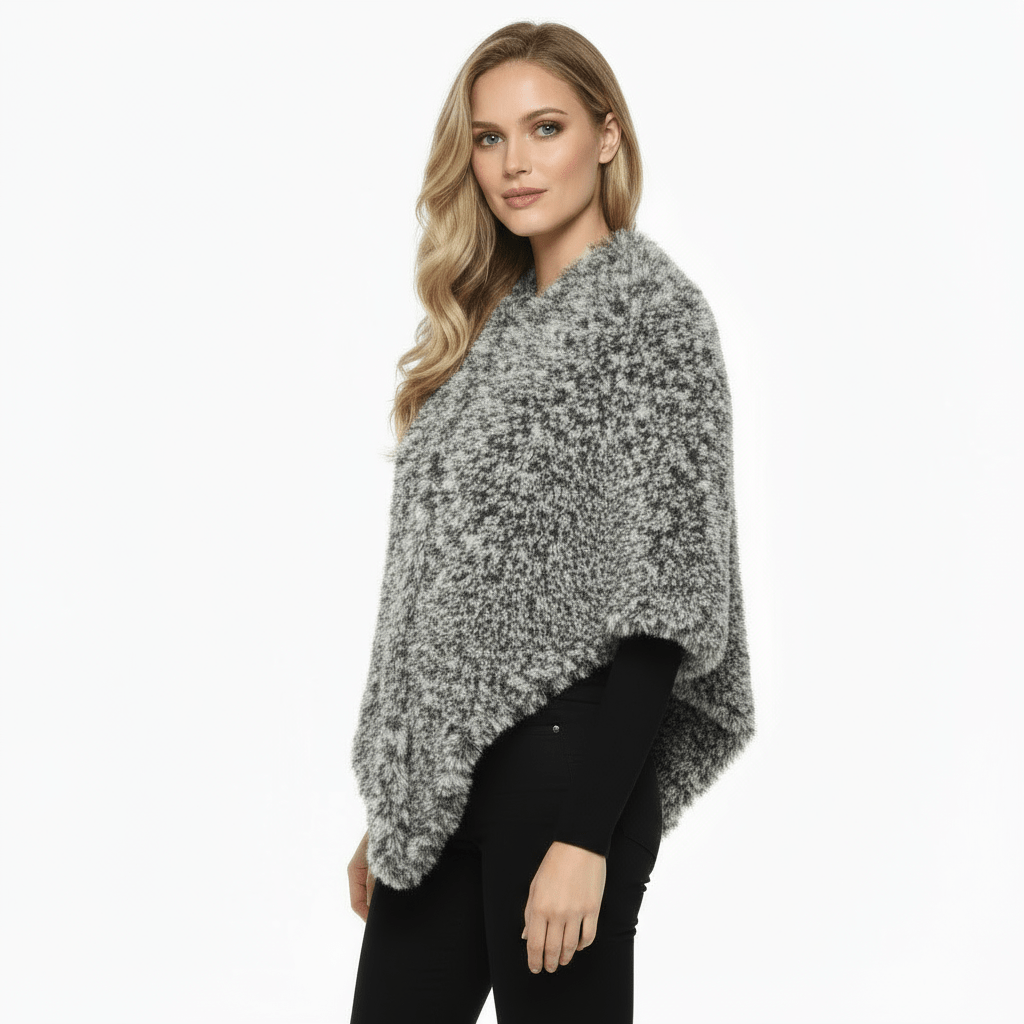 Poncho donna pelliccia ecologica artigianale - microfibra - Elenaq Accessori & Co
