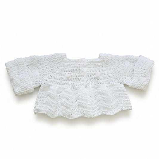 Cardigan Coprifasce Neonata Uncinetto - 100% Cotone OekoTex Tg 3-6 Mesi