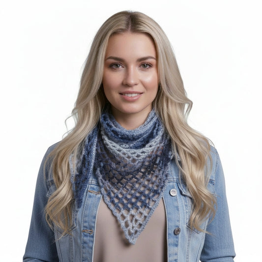 Bandana Scialle Easy Uncinetto Blu - 120 cm