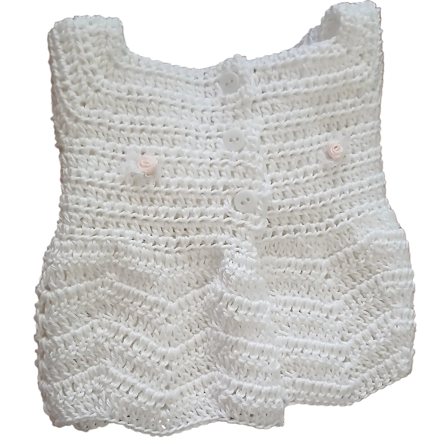 Cardigan Coprifasce Neonata Uncinetto - 100% Cotone OekoTex Tg 3-6 Mesi