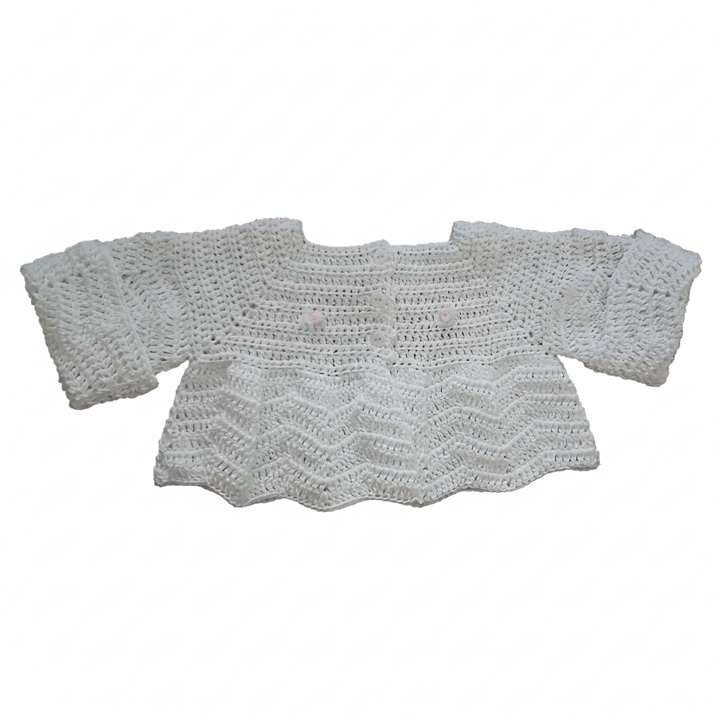 Cardigan Coprifasce Neonata Uncinetto - 100% Cotone OekoTex Tg 3-6 Mesi
