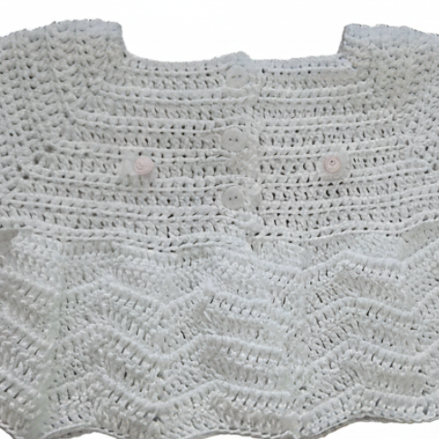 Cardigan Coprifasce Neonata Uncinetto - 100% Cotone OekoTex Tg 3-6 Mesi