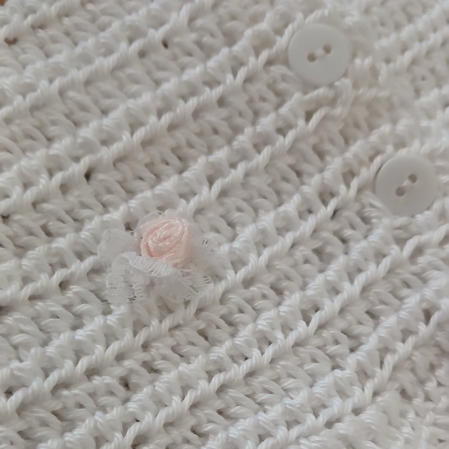 Cardigan Coprifasce Neonata Uncinetto - 100% Cotone OekoTex Tg 3-6 Mesi