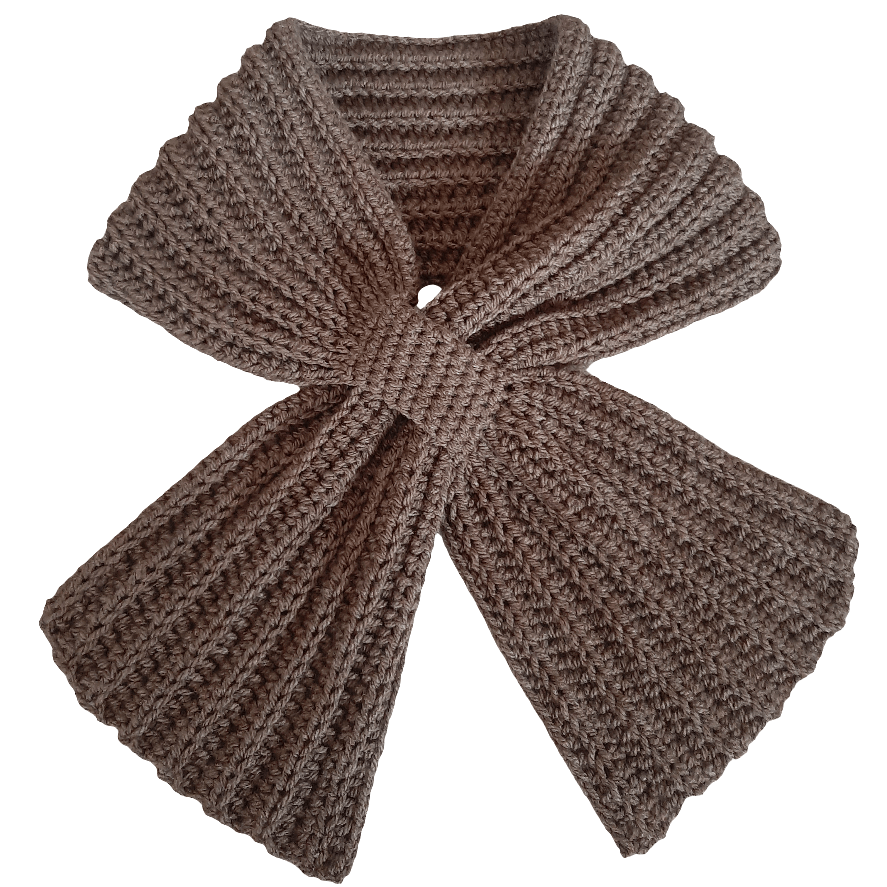 Sciarpa cravatta donna artigianale uncinetto MARRONE melange - Elenaq Accessori & Co