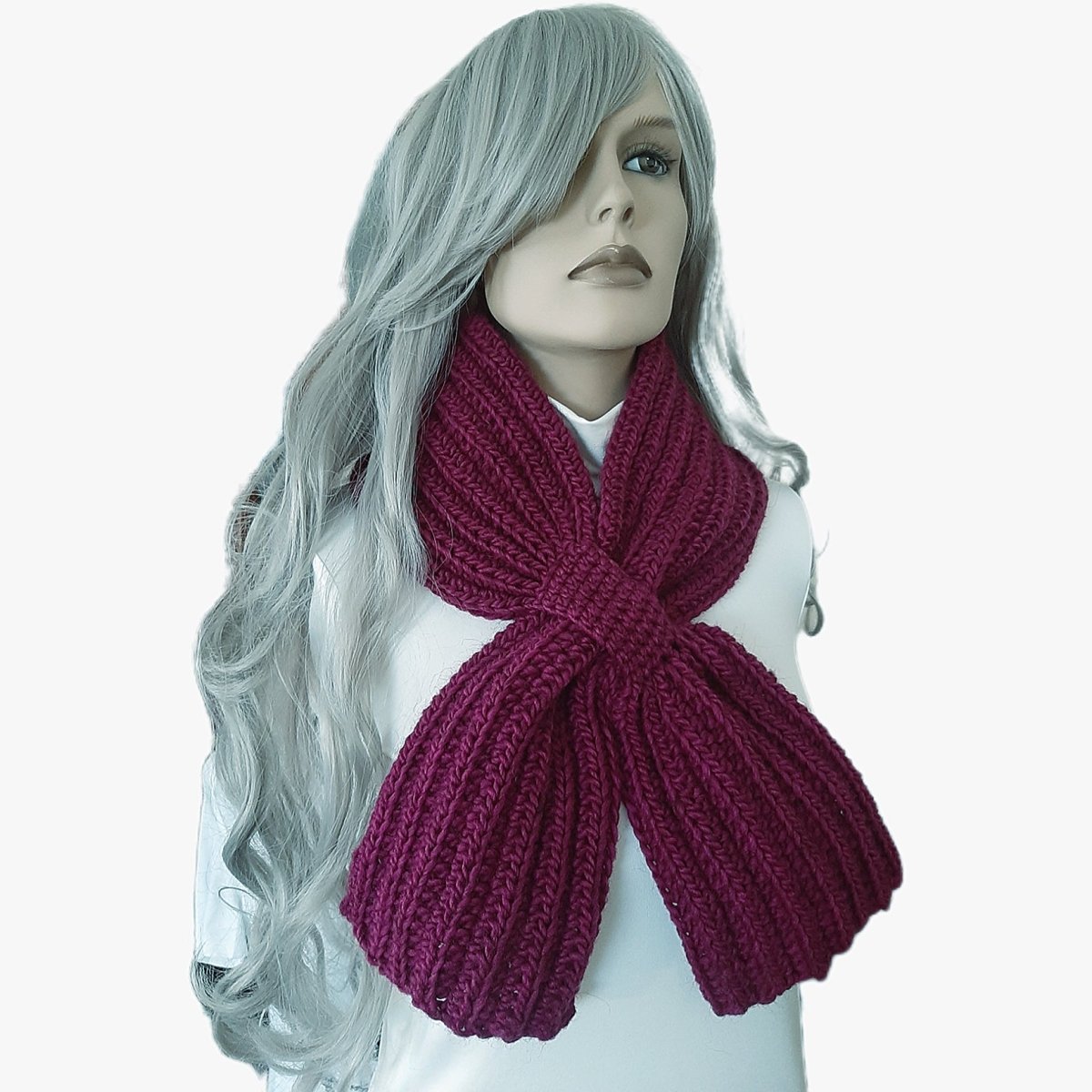 Sciarpa cravatta donna artigianale uncinetto VIOLA - Elenaq Accessori & Co