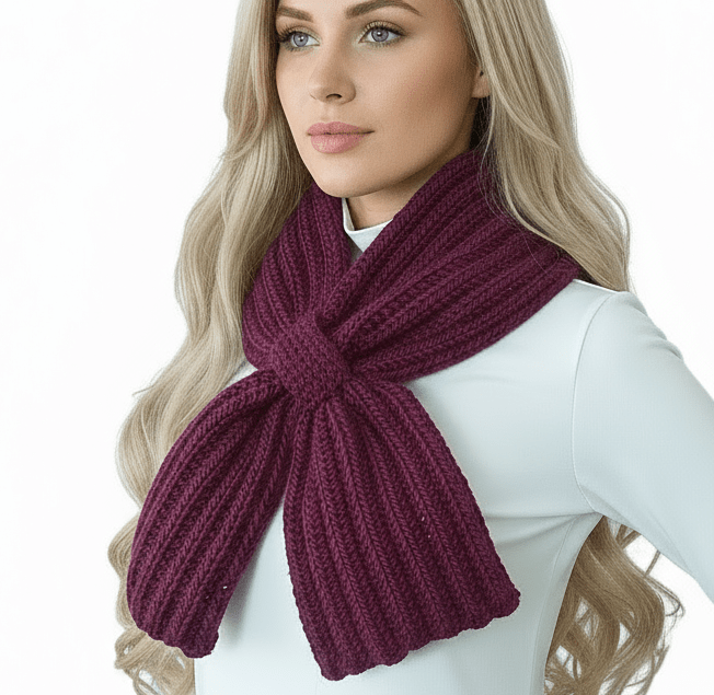 Sciarpa cravatta donna artigianale uncinetto VIOLA - Elenaq Accessori & Co
