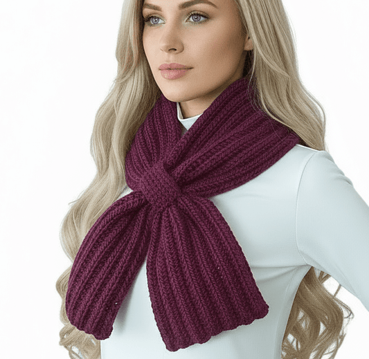 Sciarpa cravatta donna artigianale uncinetto VIOLA - Elenaq Accessori & Co