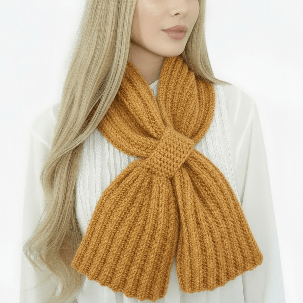 Sciarpa cravatta unisex artigianale uncinetto SENAPE - Elenaq Accessori & Co