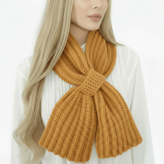 Sciarpa cravatta unisex artigianale uncinetto SENAPE - Elenaq Accessori & Co