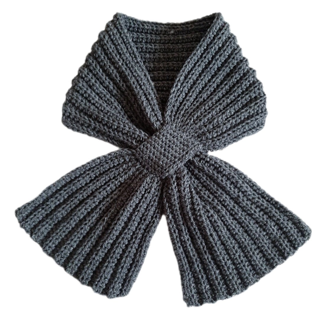 Sciarpa cravatta uomo donna unisex artigianale uncinetto GRIGIO medio - Elenaq Accessori & Co