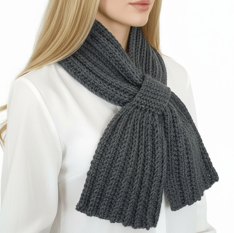 Sciarpa cravatta uomo donna unisex artigianale uncinetto GRIGIO medio - Elenaq Accessori & Co