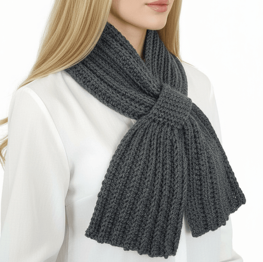 Sciarpa cravatta uomo donna unisex artigianale uncinetto GRIGIO medio - Elenaq Accessori & Co