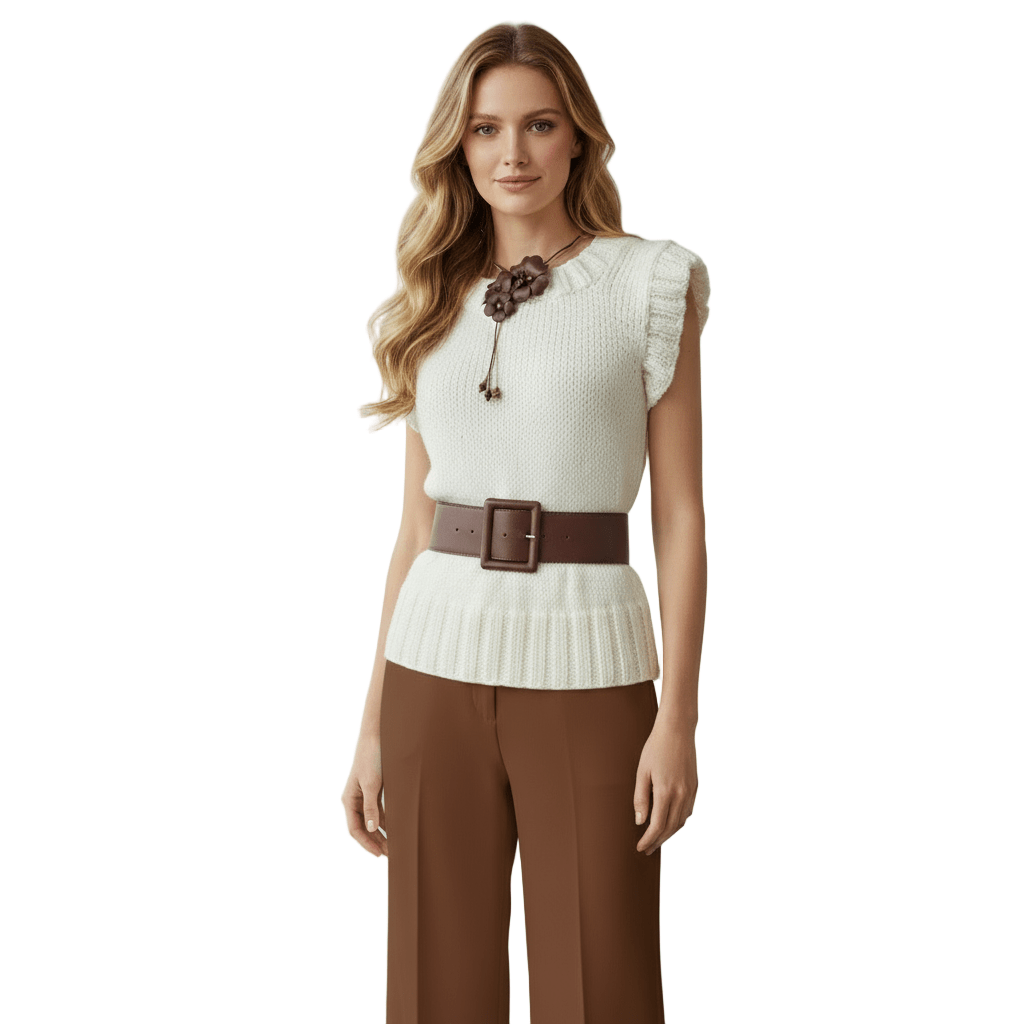 Smanicato gilet lana donna - bianco latte tg S/M - Elenaq Accessori & Co