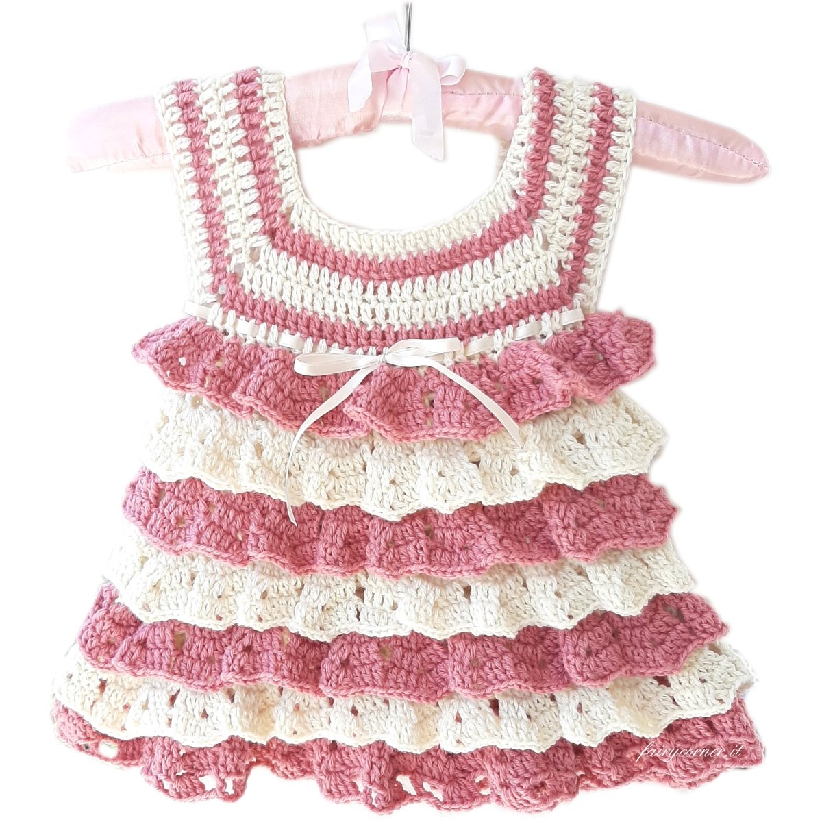 Abito neonata tg 6 - 12 mesi in lana rouches artigianale mod. Bambola - Elenaq Accessori & Co