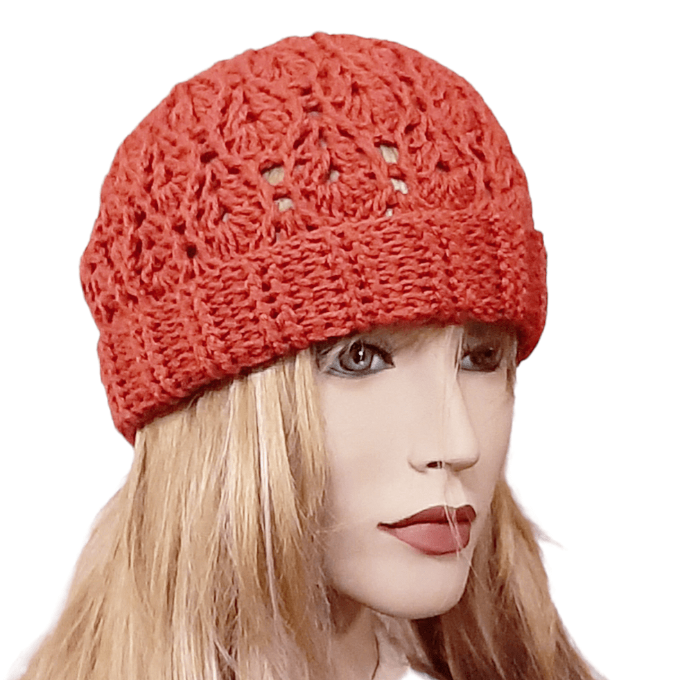 Berretto donna lana INTRECCI mod. B artigianale uncinetto - Elenaq Accessori & Co