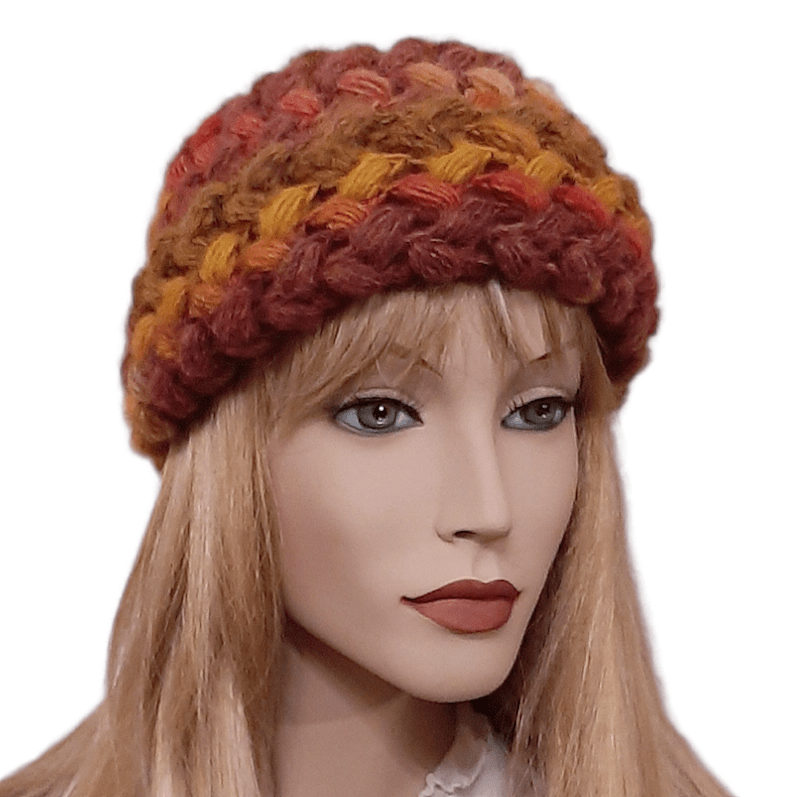 Berretto donna modello SISSI uncinetto - colore Autunno - Elenaq Accessori & Co