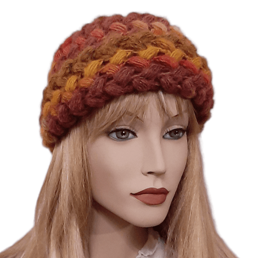 Berretto donna modello SISSI uncinetto - colore Autunno - Elenaq Accessori & Co