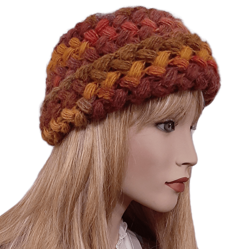 Berretto donna modello SISSI uncinetto - colore Autunno - Elenaq Accessori & Co