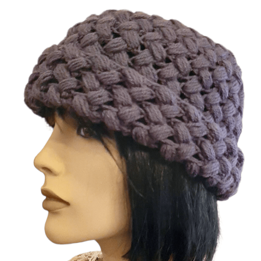 Berretto donna modello SISSI uncinetto - colore Viola polvere - Elenaq Accessori & Co