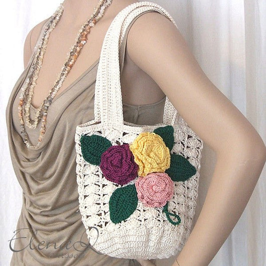 Borsa BLOOM realizzata a mano uncinetto corda - Elenaq Accessori & Co