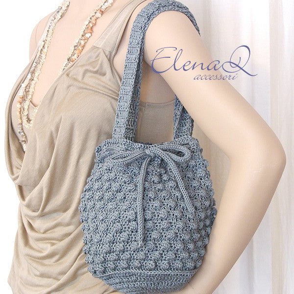 Borsa donna fatta a mano modello ELEGANT antracite - uncinetto - Elenaq Accessori & Co