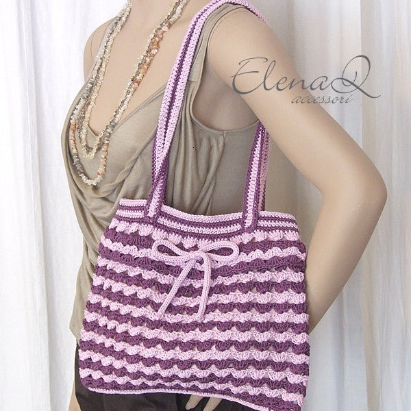 Borsa FRU FRU realizzata a mano uncinetto lilla magenta - Elenaq Accessori & Co