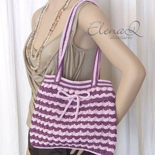 Borsa FRU FRU realizzata a mano uncinetto lilla magenta - Elenaq Accessori & Co