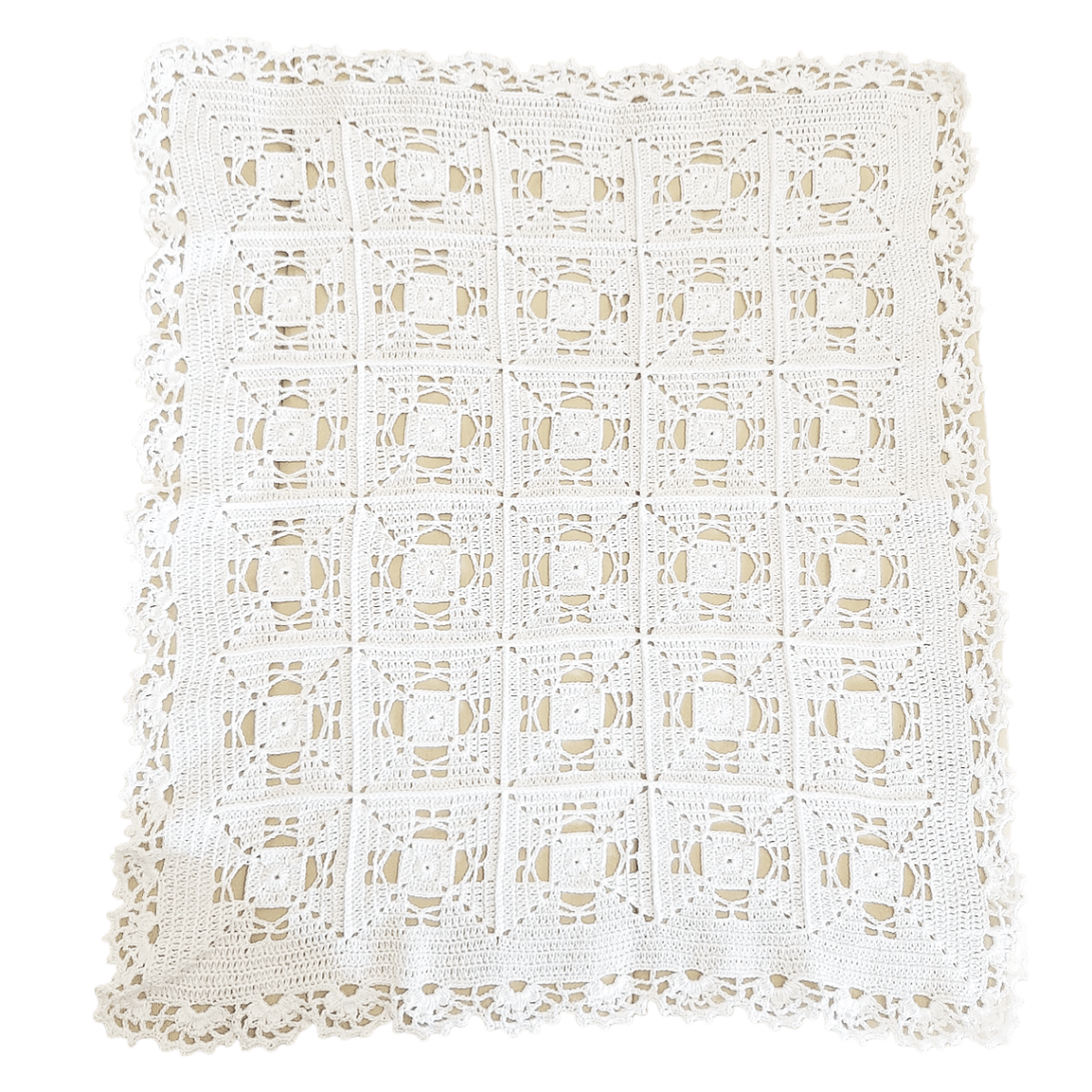 Copertina neonato neonata cotone bianco artigianale uncinetto - Elenaq Accessori & Co