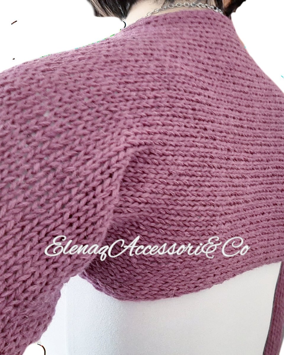 Coprispalle donna misto lana - realizzato a mano a maglia tg S - Elenaq Accessori & Co