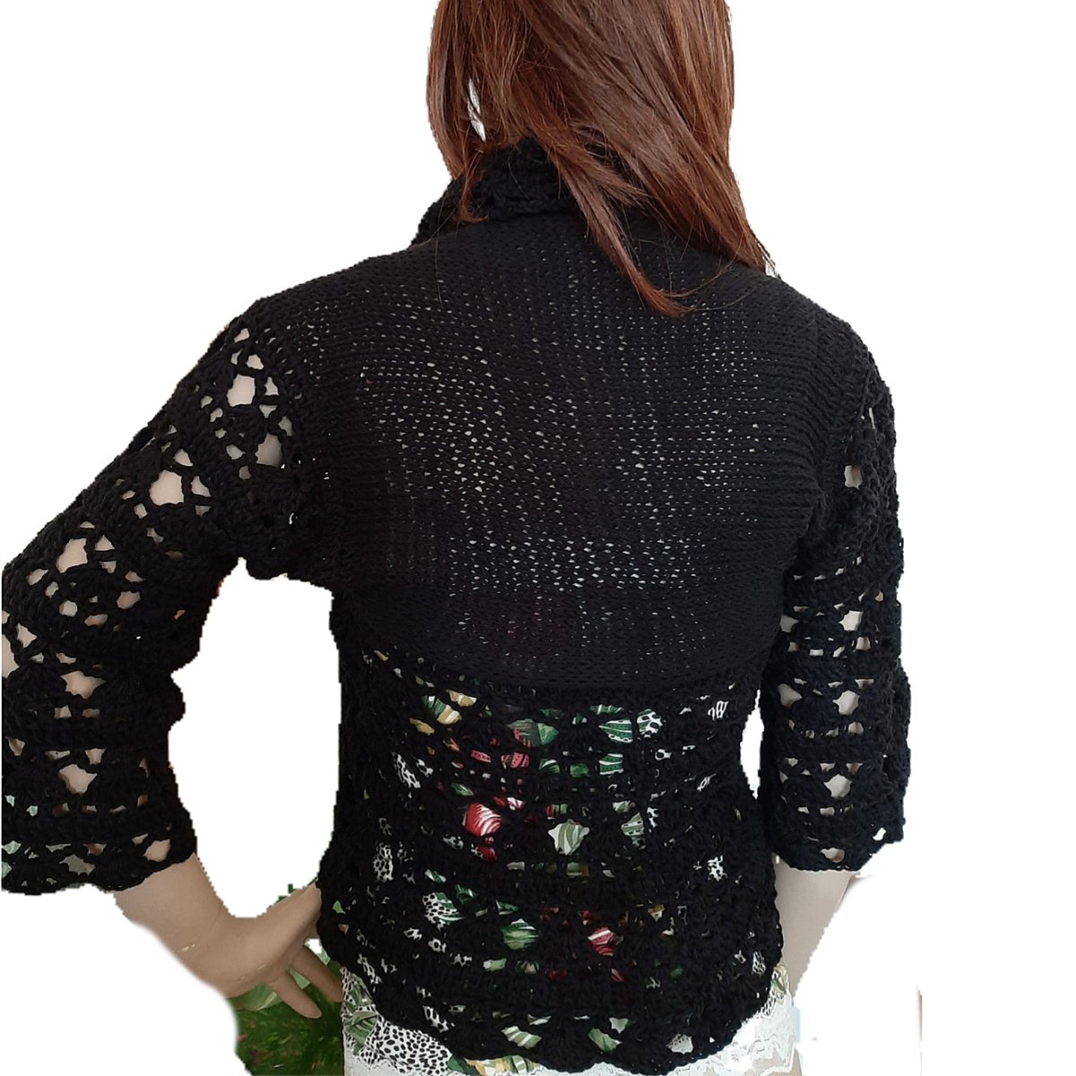 Coprispalle donna pizzo in cotone nero - fatto a mano - artigianale - Elenaq Accessori & Co