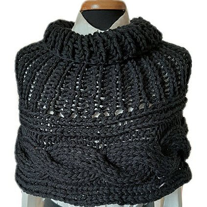 Coprispalle donna treccia collo alto in lana artigianale vari colori - Elenaq Accessori & Co