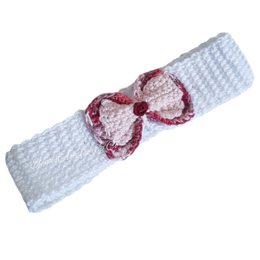 Fascia capelli neonata con fiocco bordeaux - Elenaq Accessori & Co
