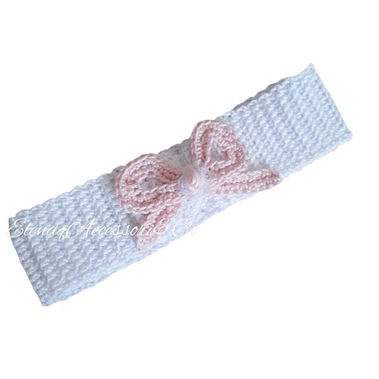 Fascia capelli neonata con fiocco rosa - Elenaq Accessori & Co