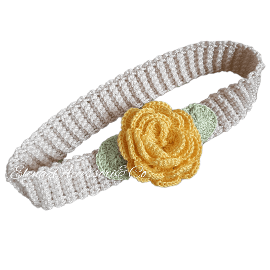 Fascia capelli neonata con rosa - Elenaq Accessori & Co