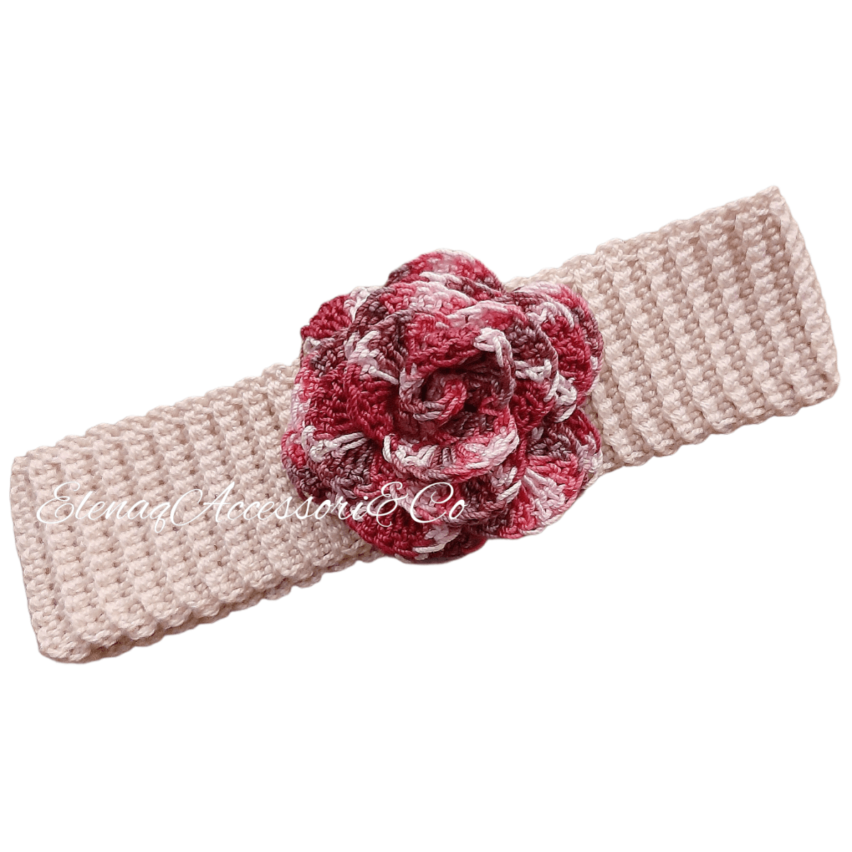Fascia capelli neonata rosa bordeaux - Elenaq Accessori & Co