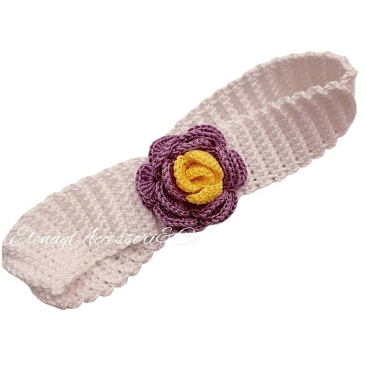 Fascia capelli neonata rosa lilla - Elenaq Accessori & Co