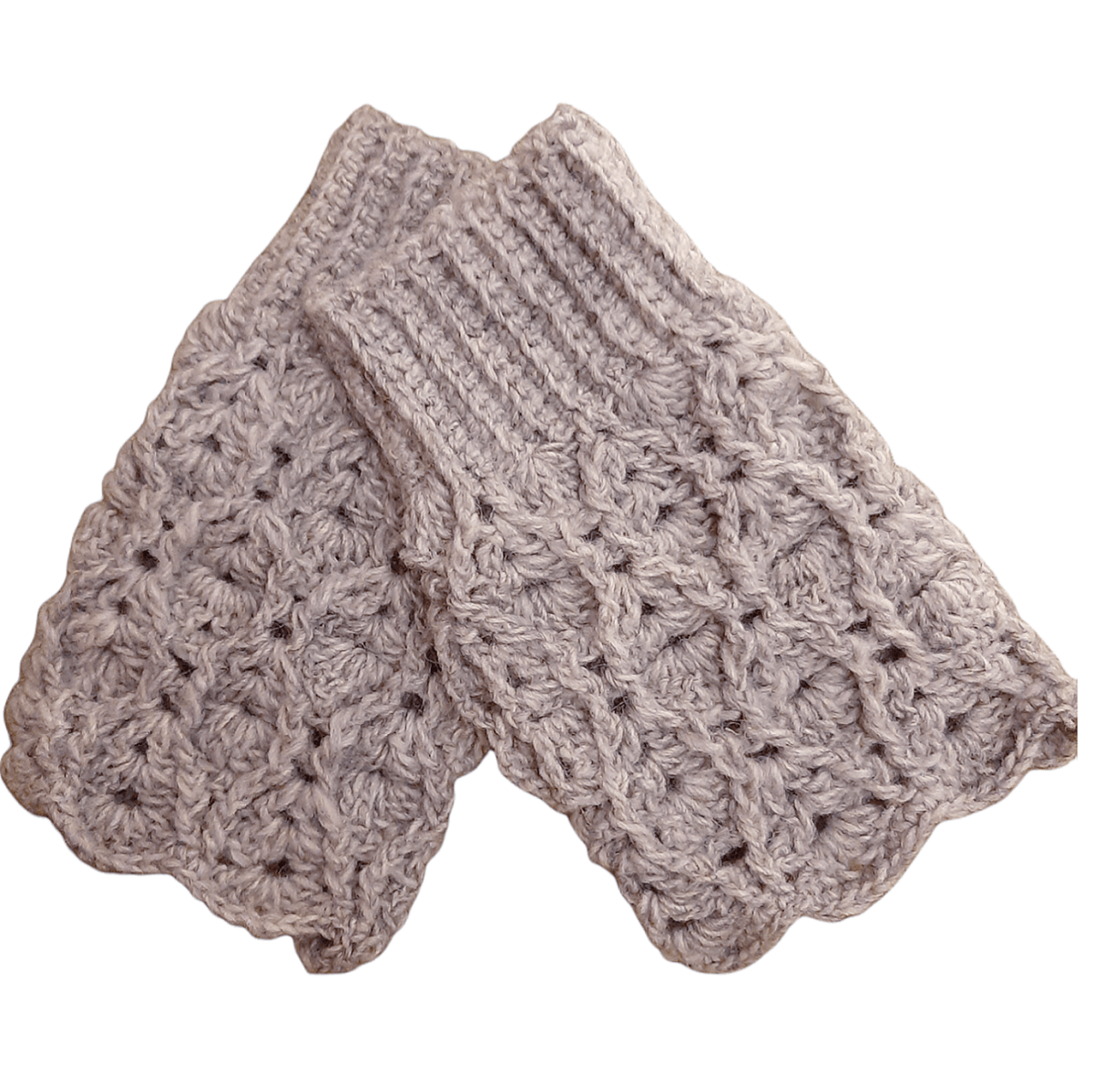 Guanti senza dita fatti a mano INTRECCI grigio melange - Elenaq Accessori & Co