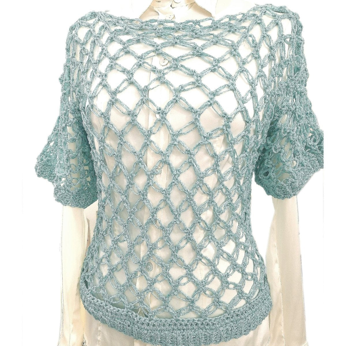Maglia viscosa donna modello Secret - artigianale - color acquamarina - Elenaq Accessori & Co