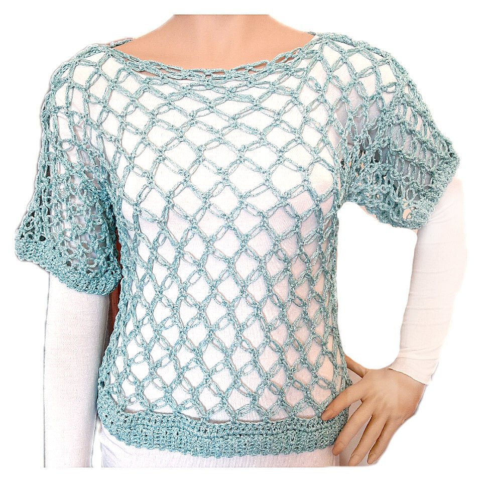 Maglia viscosa donna modello Secret - artigianale - color acquamarina - Elenaq Accessori & Co