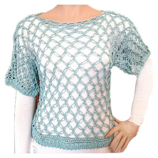 Maglia viscosa donna modello Secret - artigianale - color acquamarina - Elenaq Accessori & Co