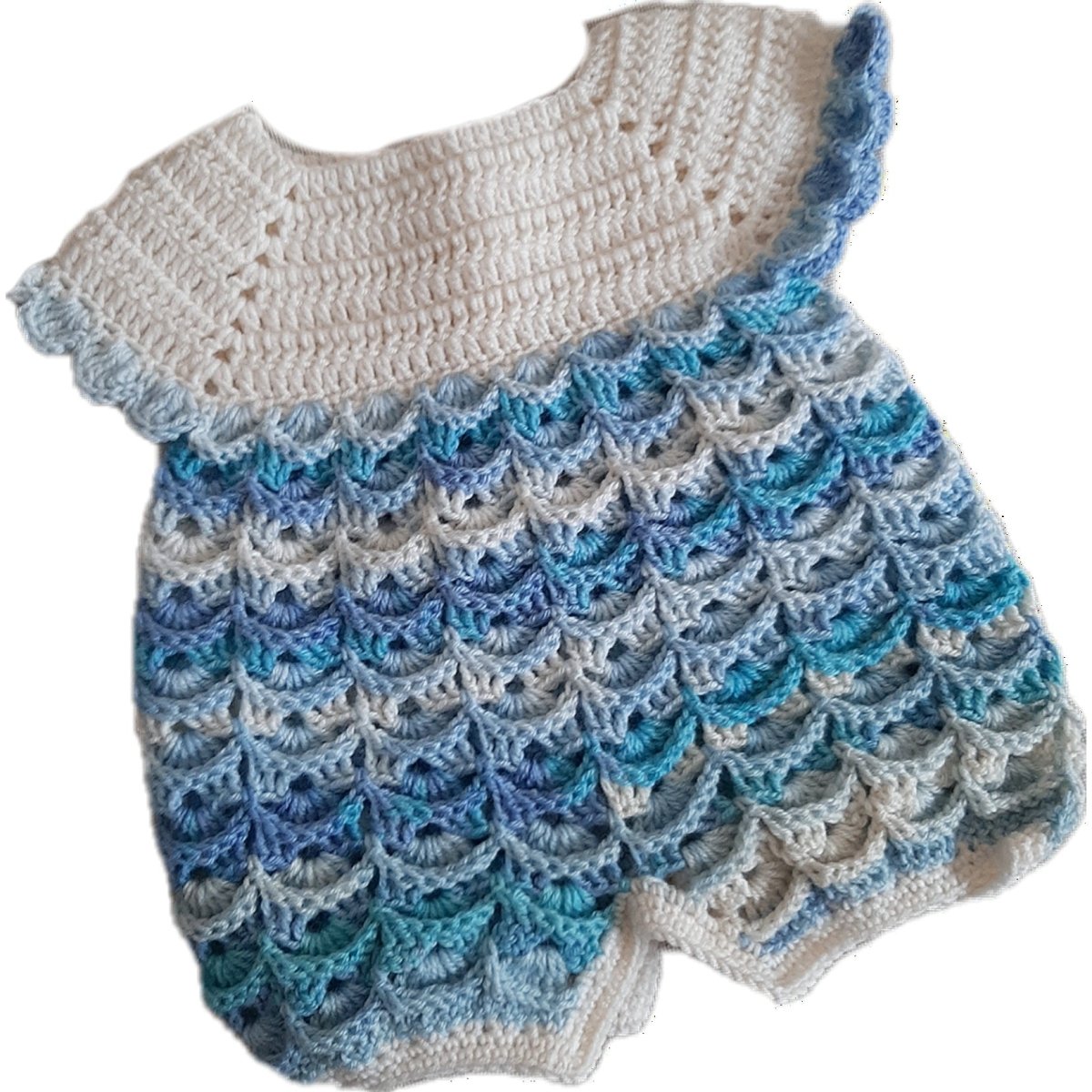 Pagliaccetto neonato lana tg 0 - 3 - artigianale uncinetto Azzurro Sfumato - Elenaq Accessori & Co