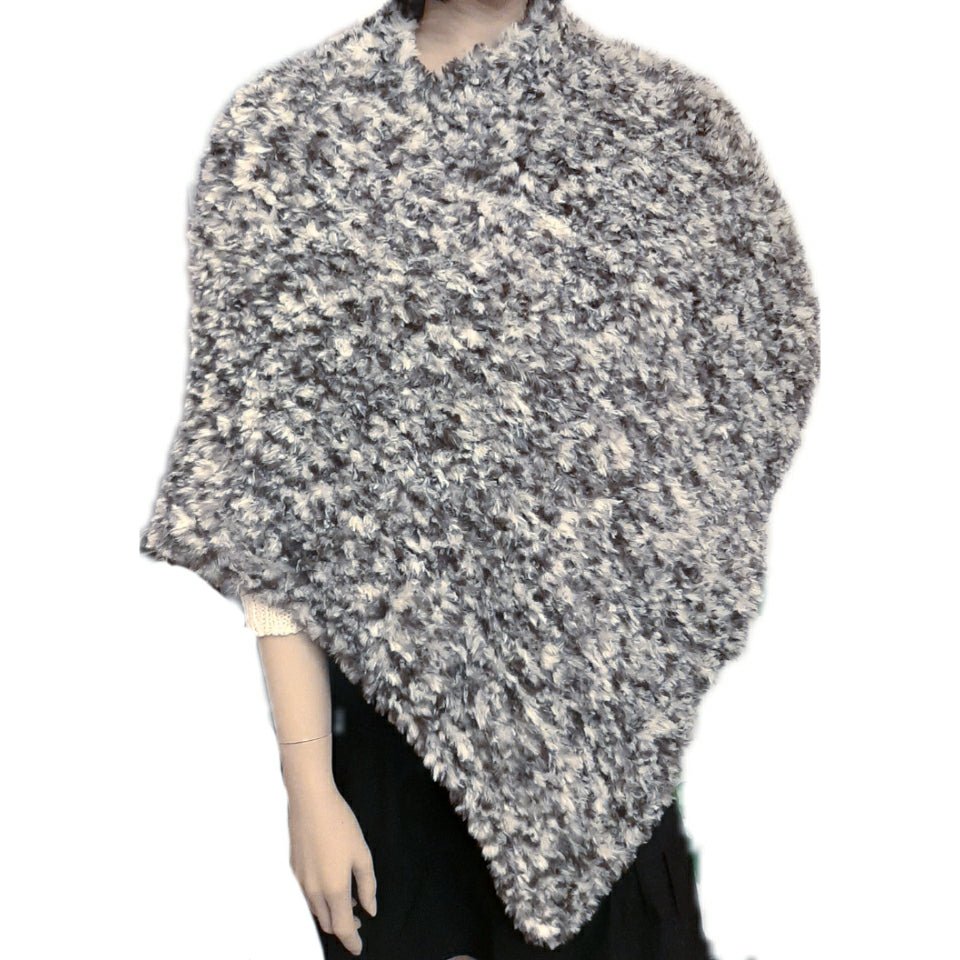 Poncho donna pelliccia ecologica artigianale - microfibra - Elenaq Accessori & Co