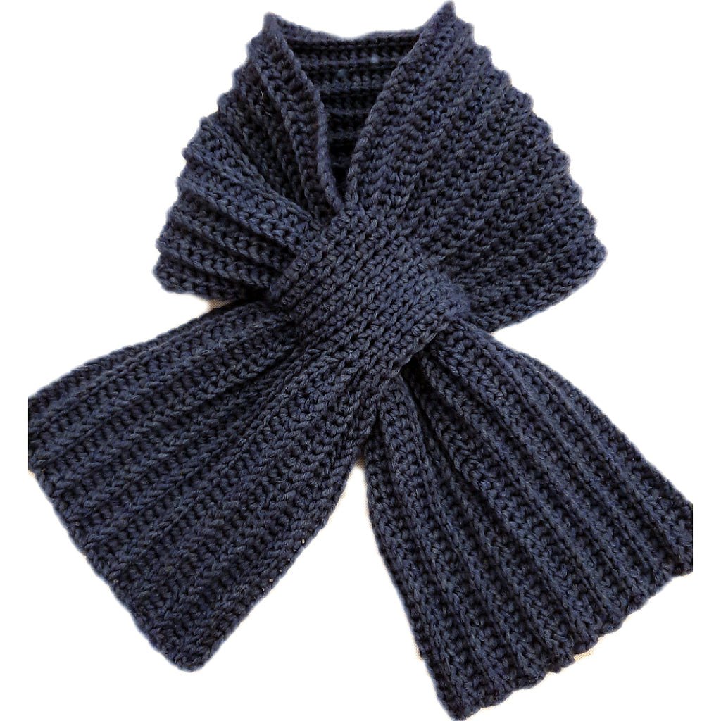 Sciarpa cravatta unisex artigianale uncinetto BLU - Elenaq Accessori & Co